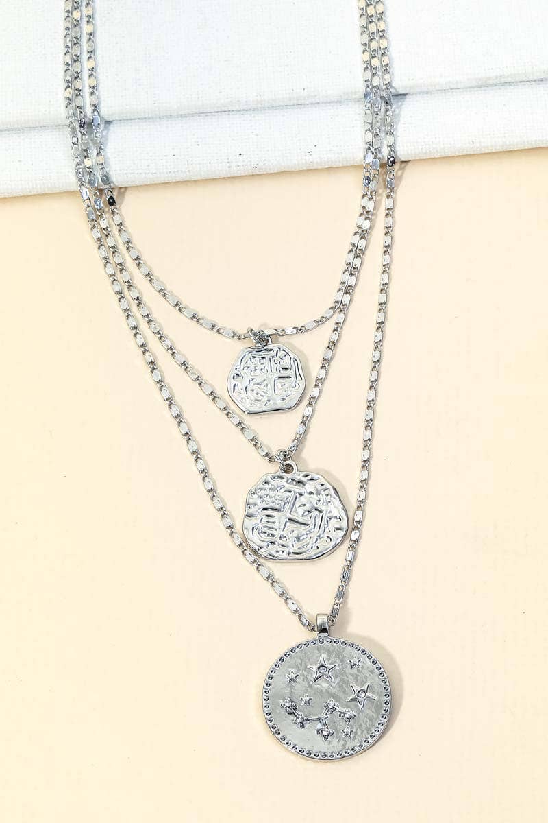 Layered Astral Coin Pendant Necklace