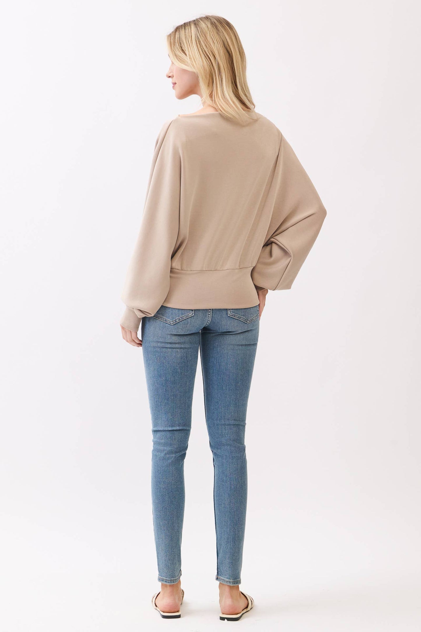 Jersey Boat Neck Long Sleeve Top