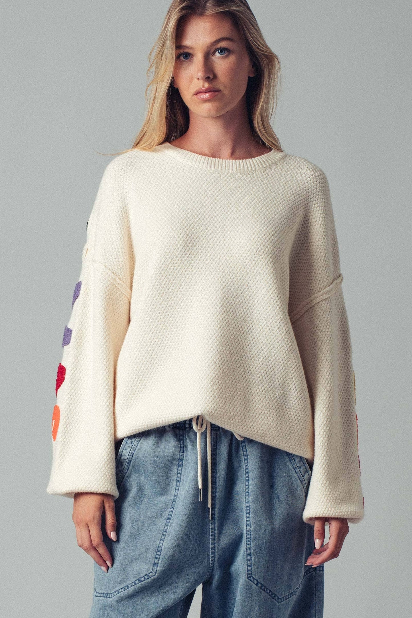 Rainbow Lettering Christmas Knit Sweater