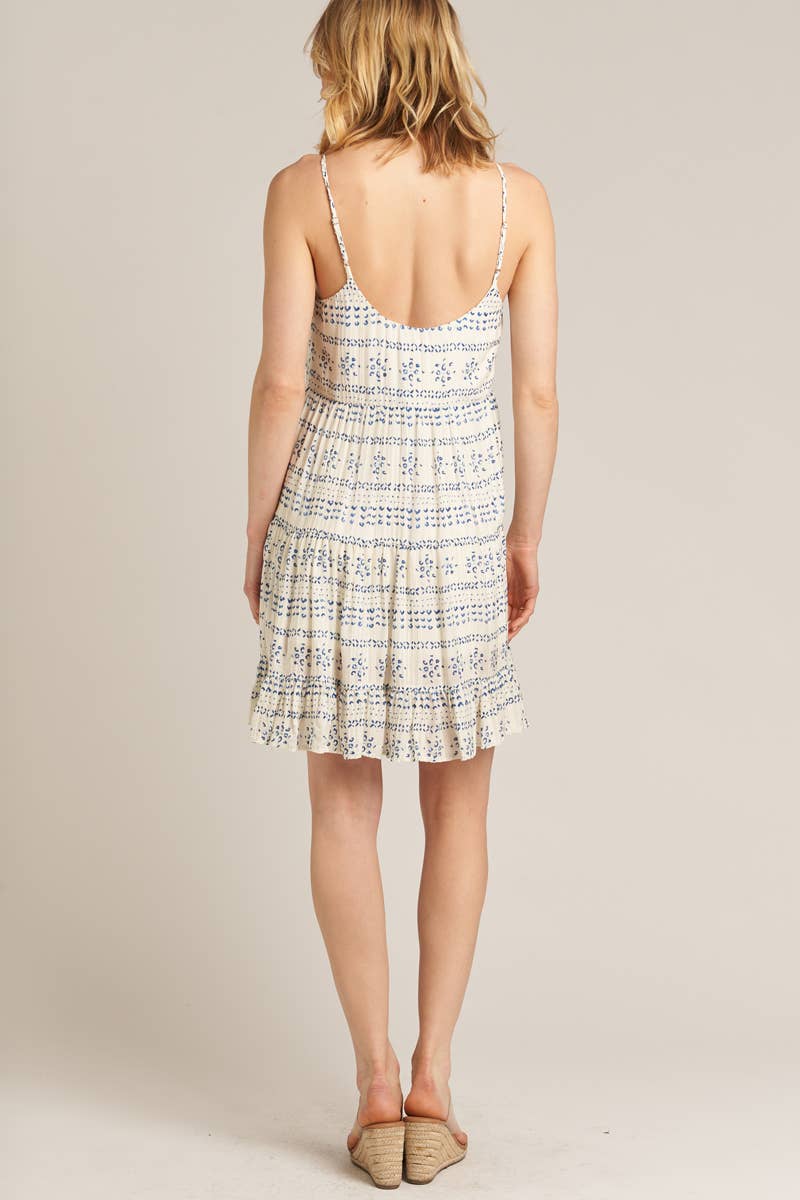 Ruffle Hem Sleeveless Mini Printed Dress