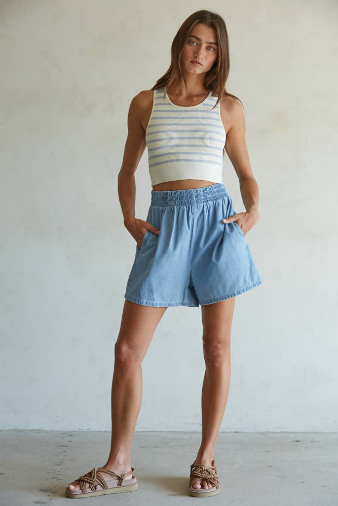 Knit Seamless Ribbed Striped Racerback Brami