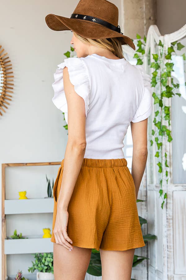 Solid Textured Shorts With Pocket