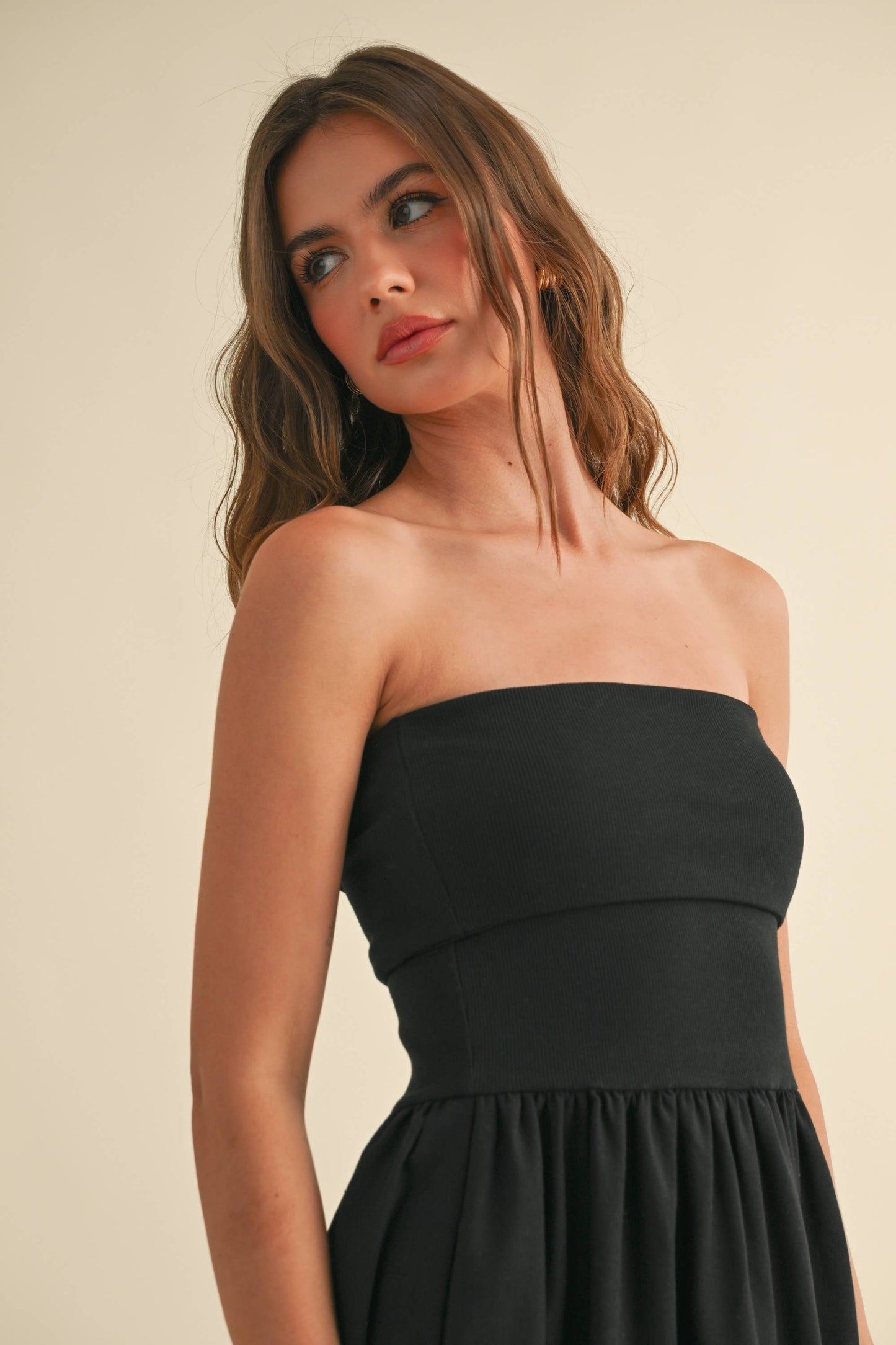 LINEN WITH RIBBED KNITTED TOP DRESS