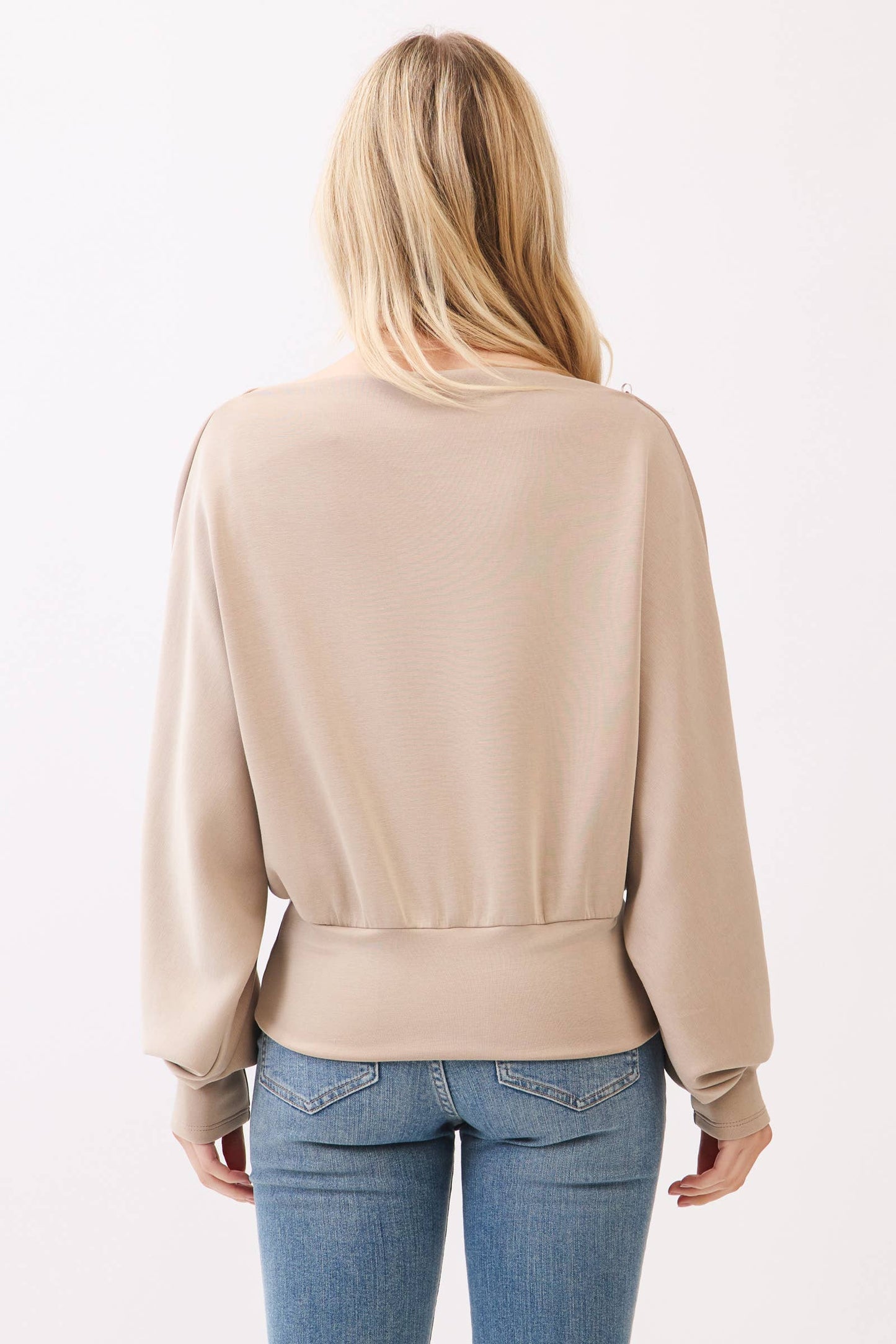 Jersey Boat Neck Long Sleeve Top