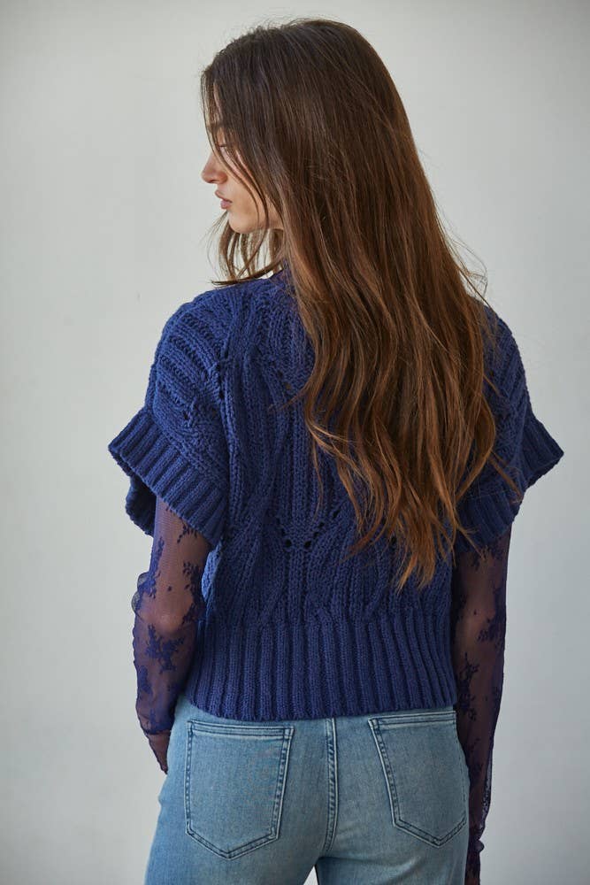 Knit Sweater Crochet Short Sleeve Top