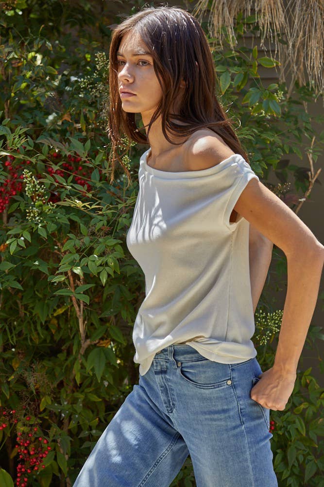 Good Times One Shoulder Round Neck Sleeveless Top
