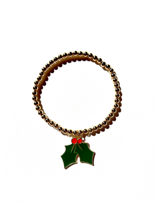 Christmas Mistletoe Stackable Charm Bracelet