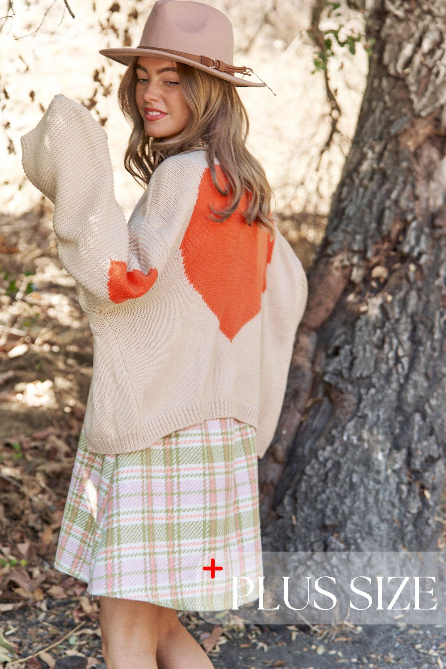 Back Heart Design Knit Open Cardigan 1x-3x