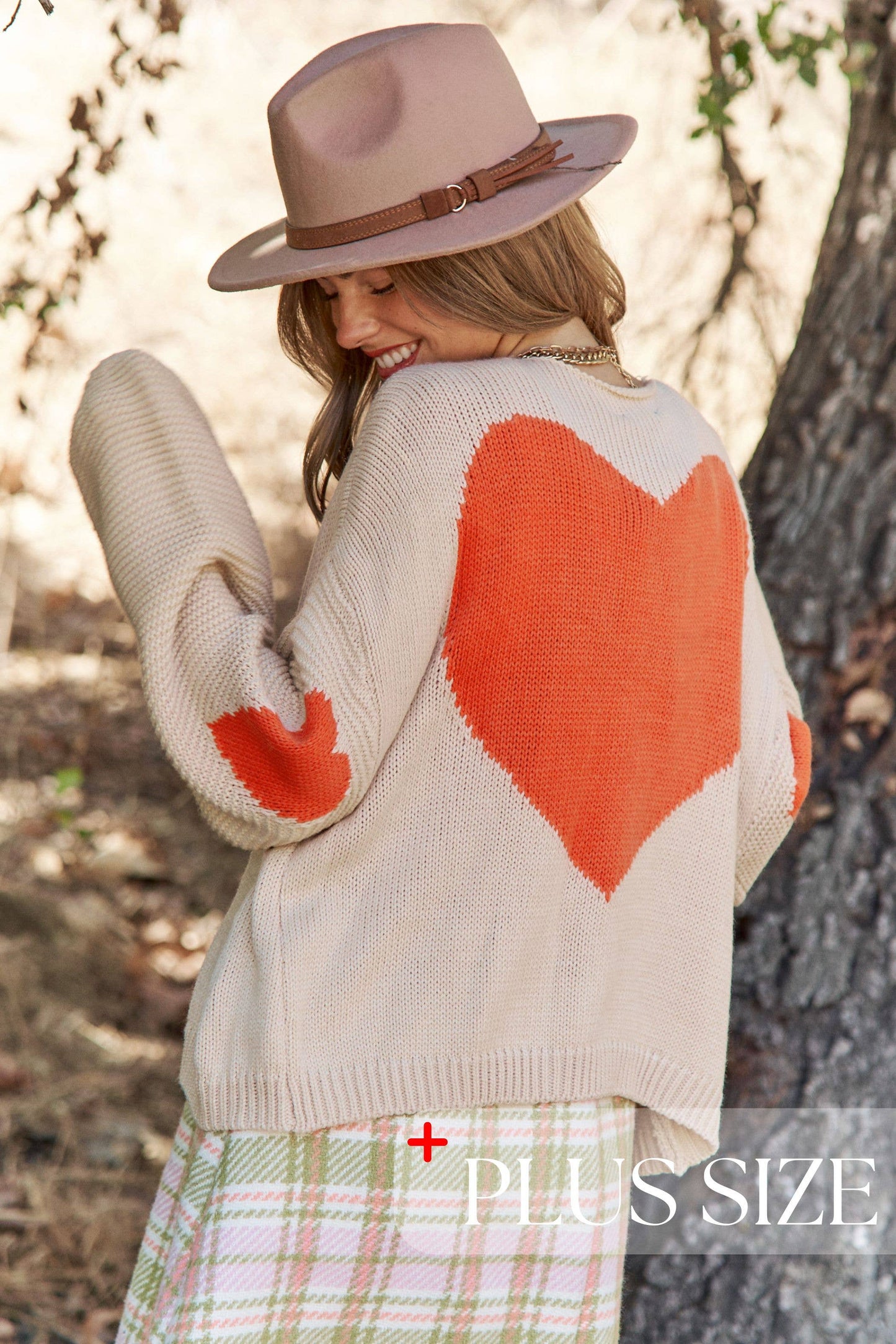 Back Heart Design Knit Open Cardigan 1x-3x