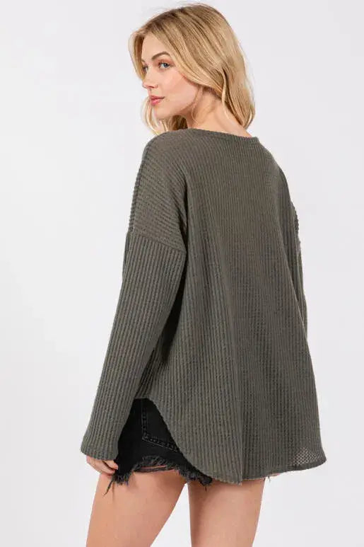 Brushed Waffle Long Sleeve Top