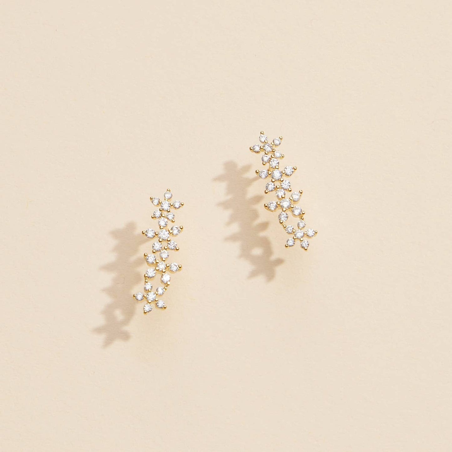 Linked Floral Gold Dip Stud Earrings