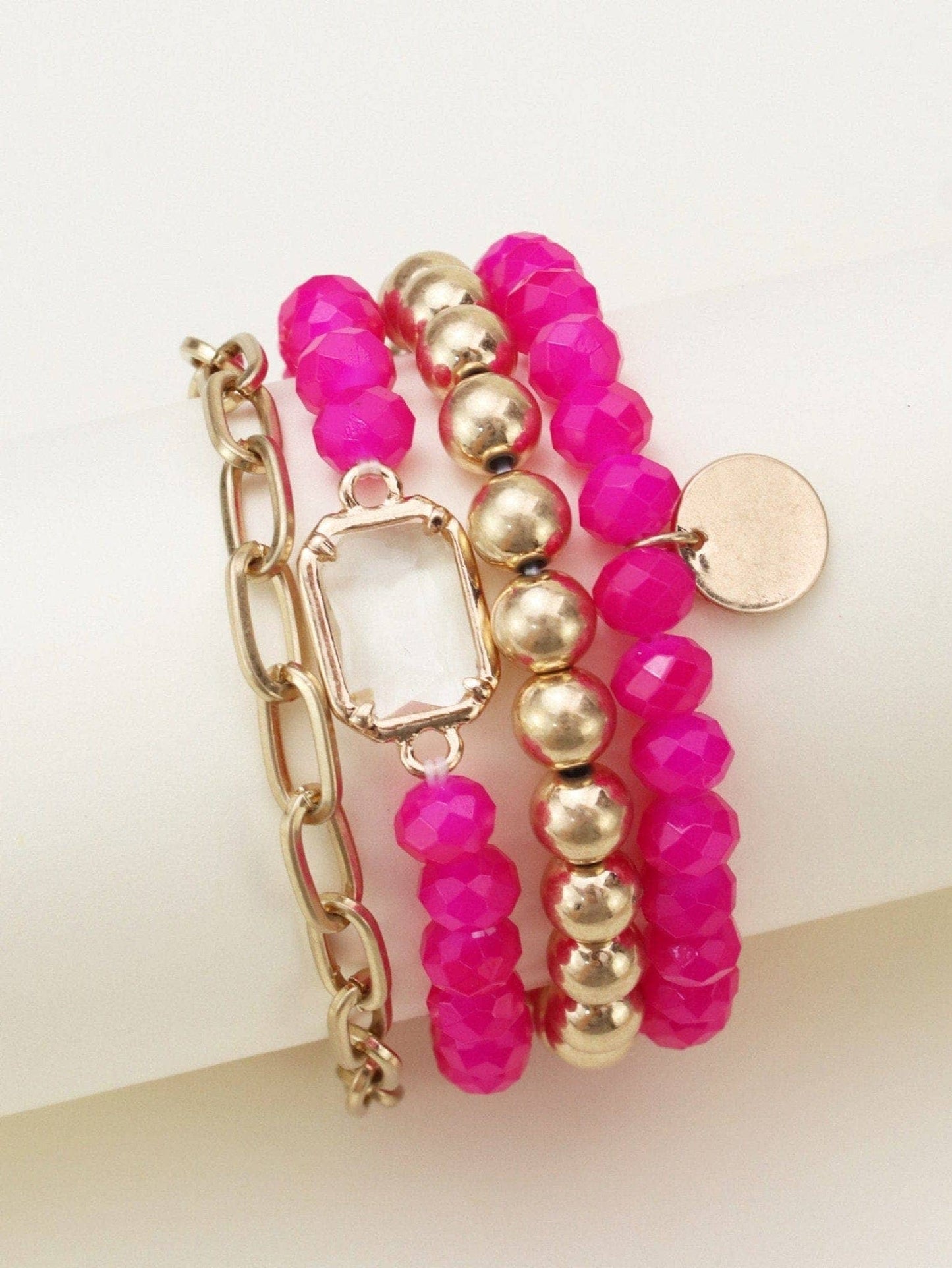 Metallic And Faceted Beaded Bracelet Set
