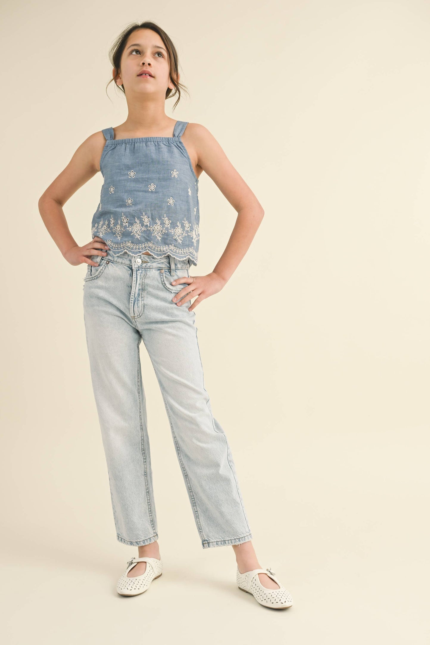 KIDS GIRLS BABYDOLL BACK CUTOUT TOP