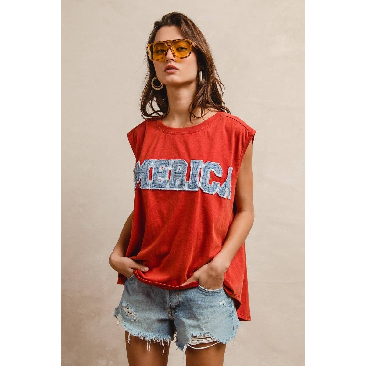 AMERICA PATCHED SLEEVELESS TOP