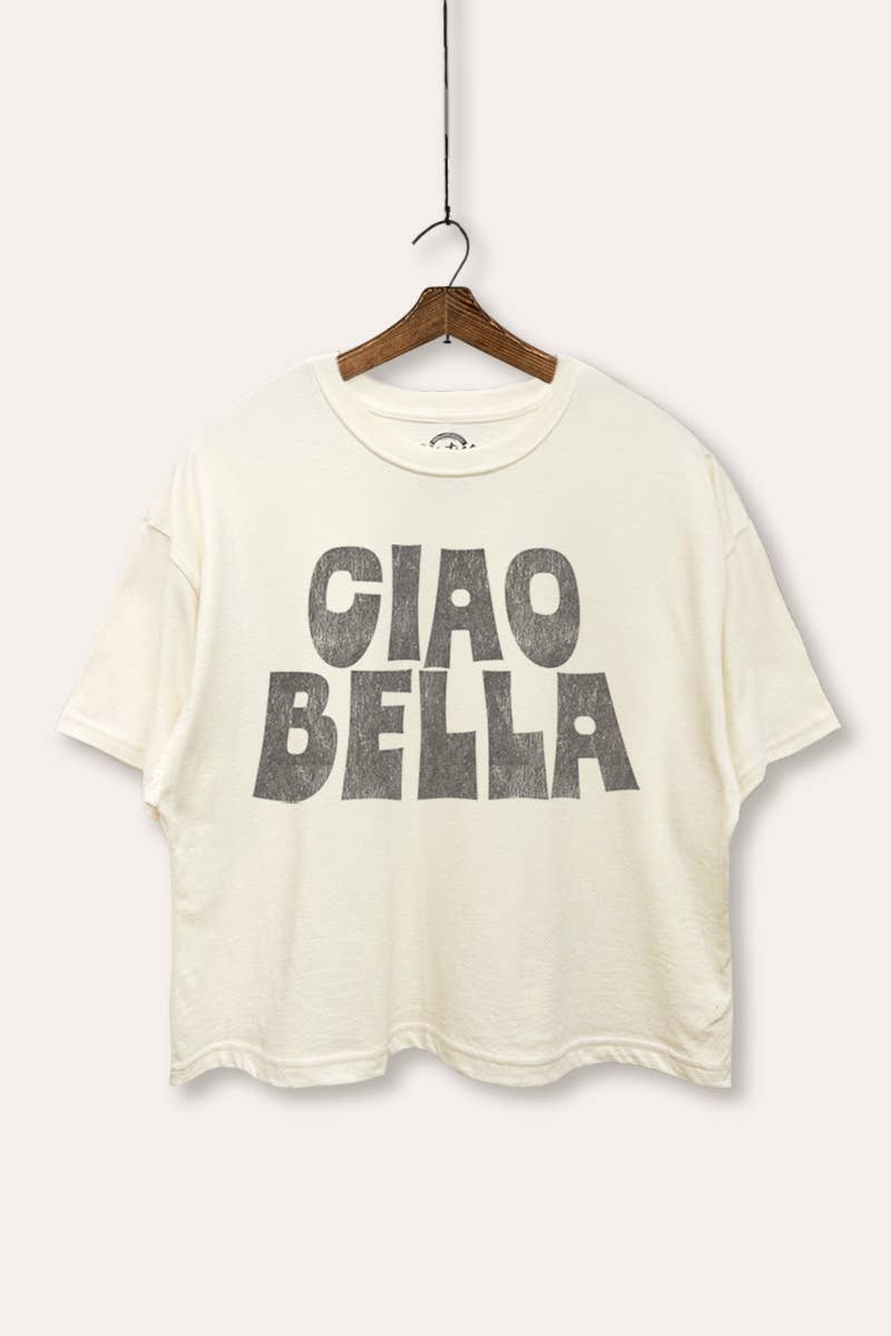 CIAO BELLA GRAPHIC BOXY CROP TOP