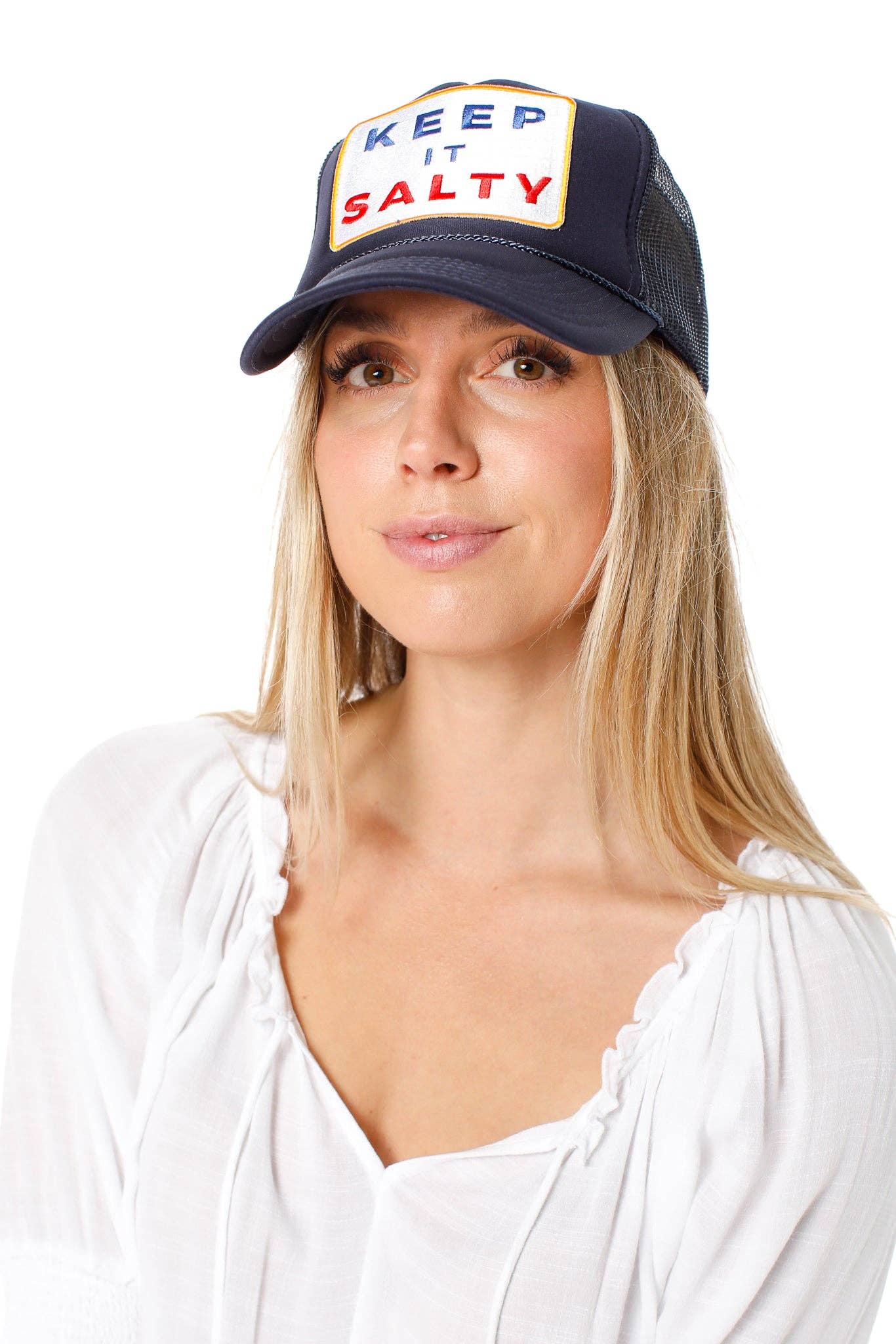 Keep It Salty Trucker Hat in Navy