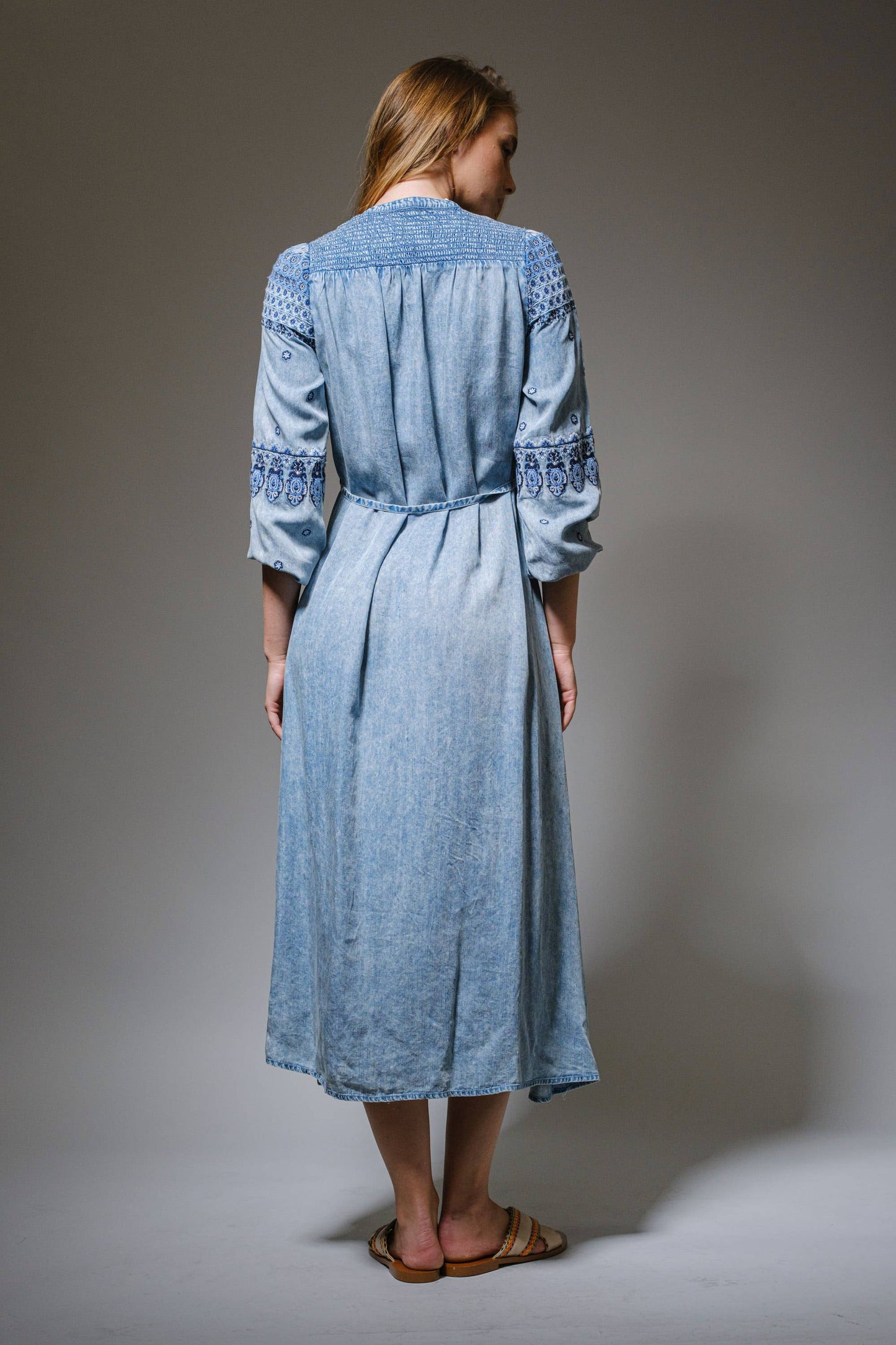 Embroidered Tencel Maxi Dress