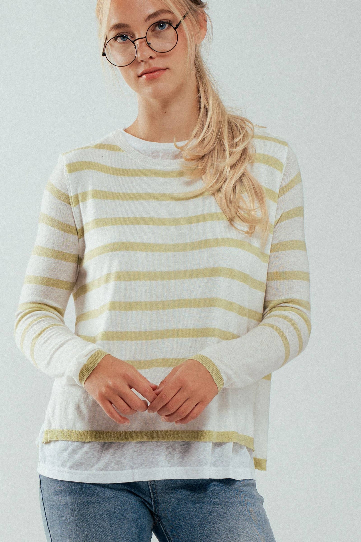 Crew Neck Long Sleeve Relaxed Fit Casual Sweater Top