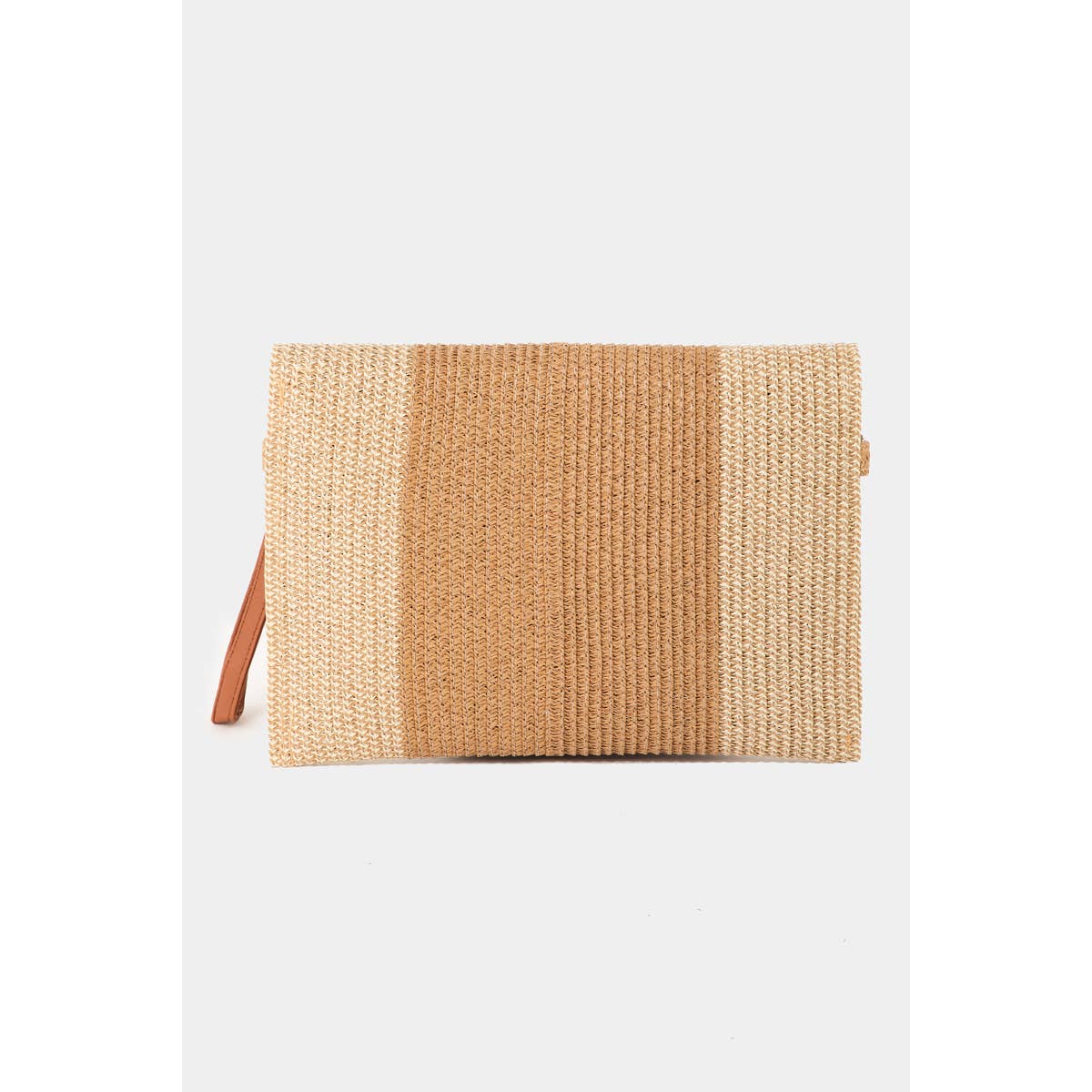 Two Tone Straw Clutch Bag