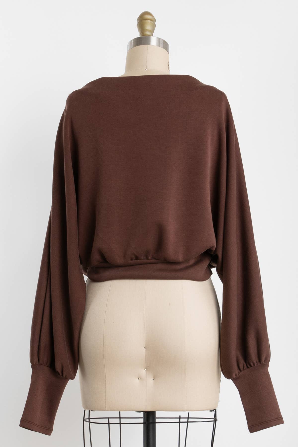 Jersey Boat Neck Long Sleeve Top