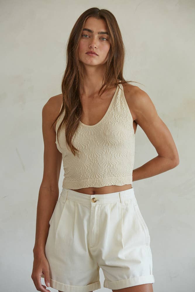 Knit Spandex Seamless Jacquard Tank