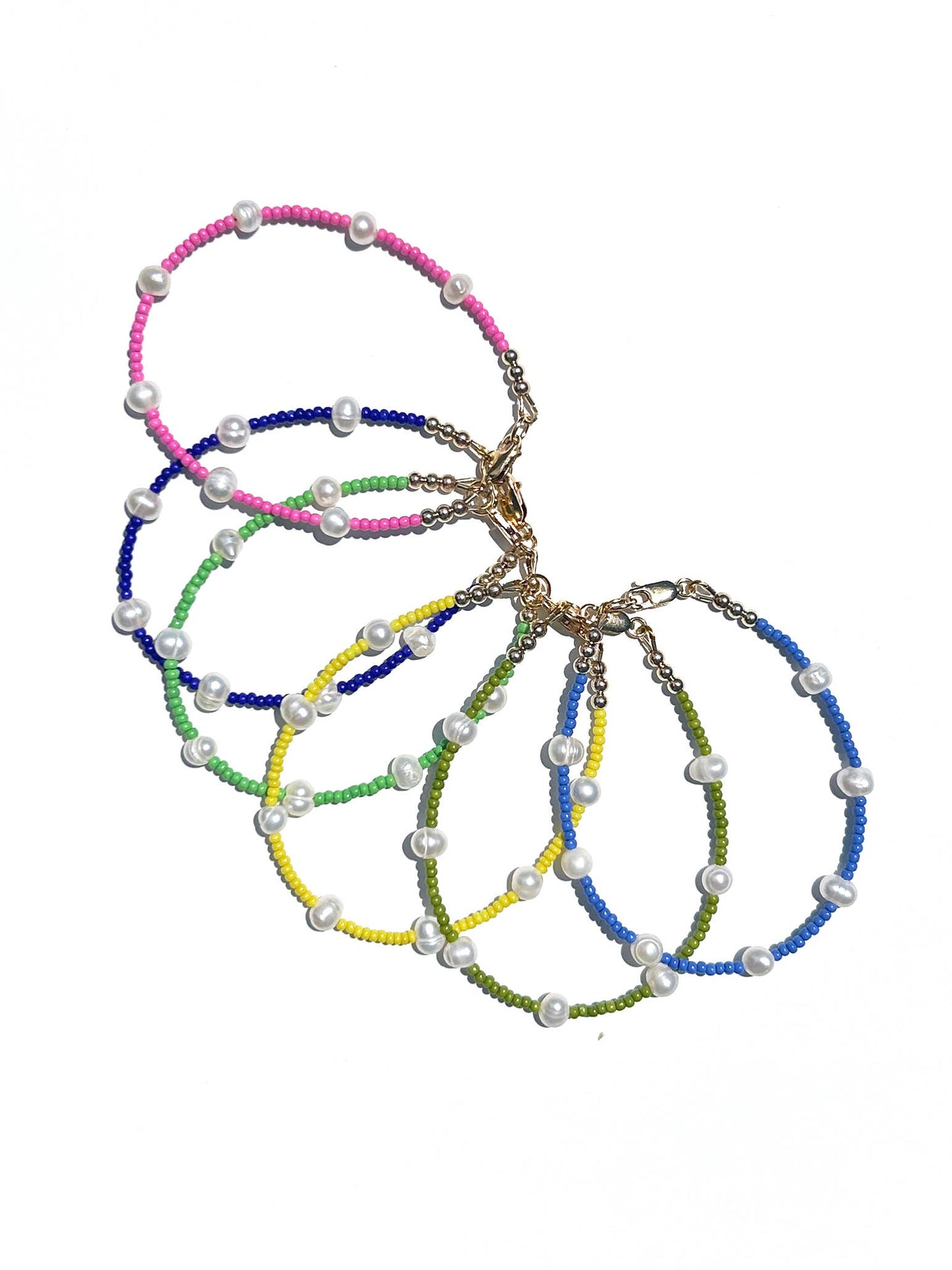 Bailey Handmade Colorful Pearl Seed Bead Bracelets Gold Fill