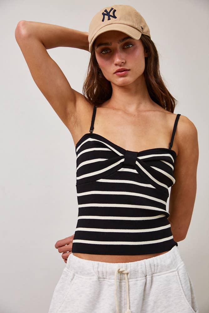 Striped Removable Strap Tank Top