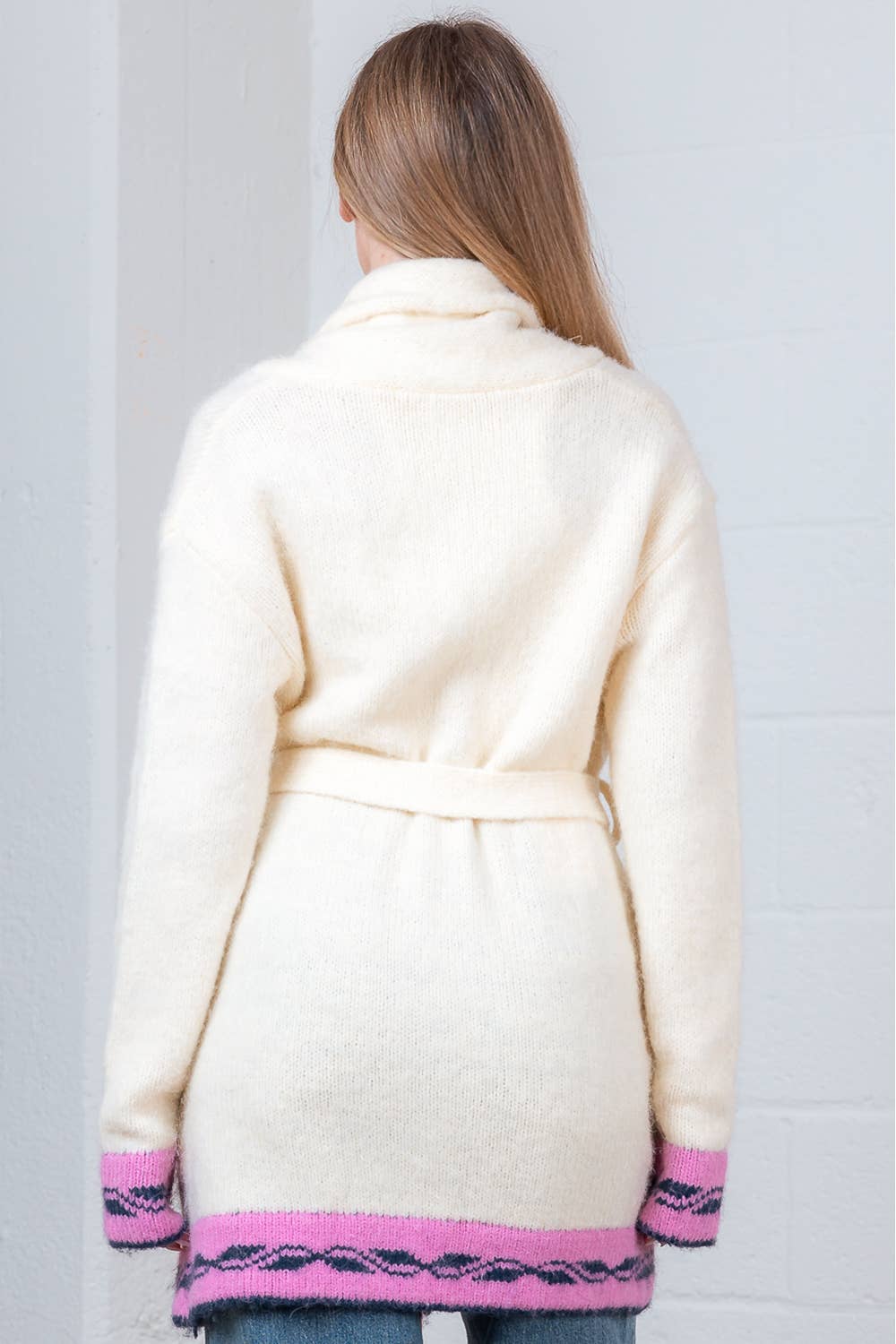 RELAX FIT HORSE ROBE SWEATER WITH SELF BELT