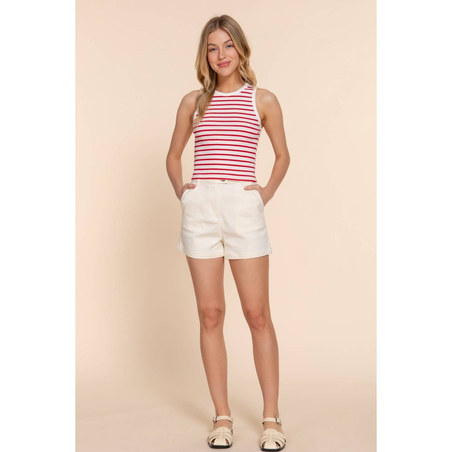 STRIPE COTTON RIB KNIT TANK TOP