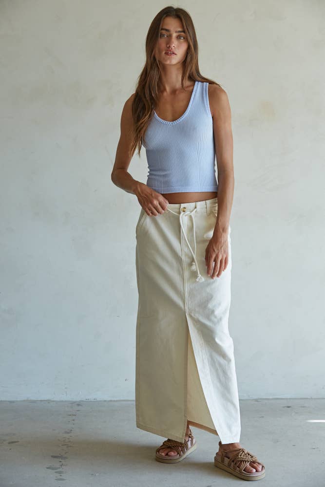 Seamless Knit Spandex Ribbed V-Neck Tank