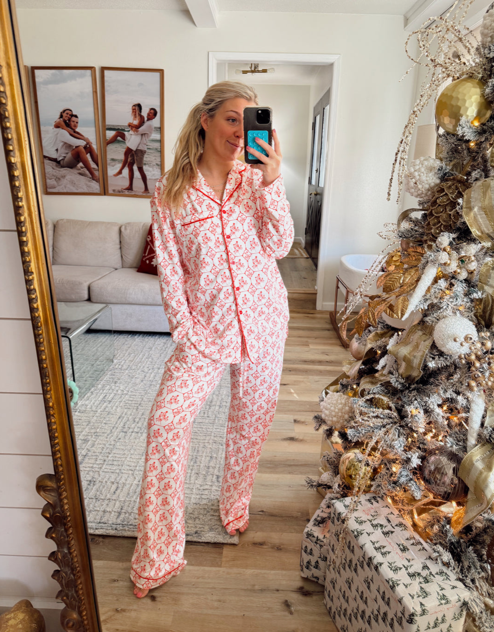 Red Toile Pajama Set