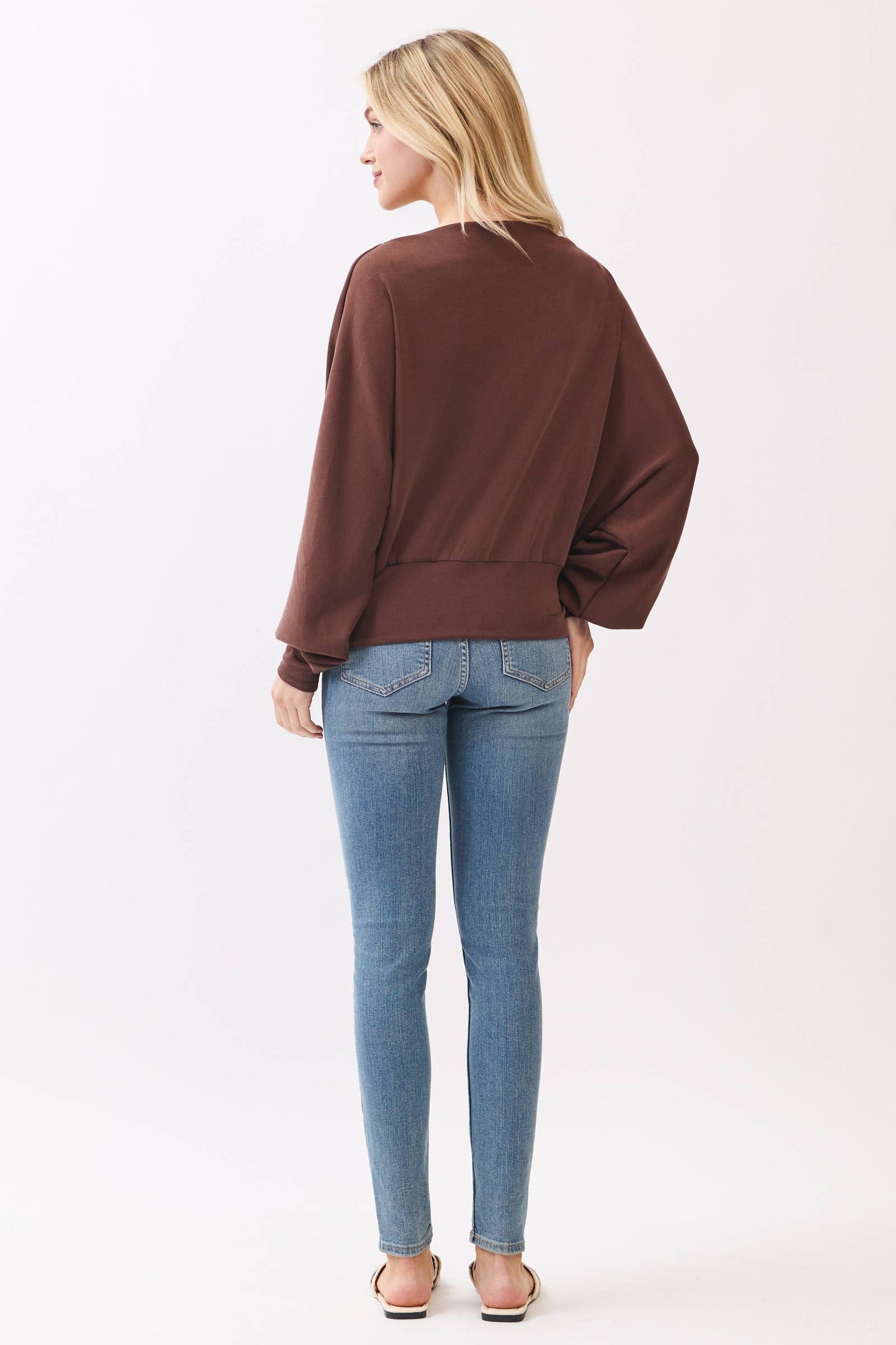 Jersey Boat Neck Long Sleeve Top