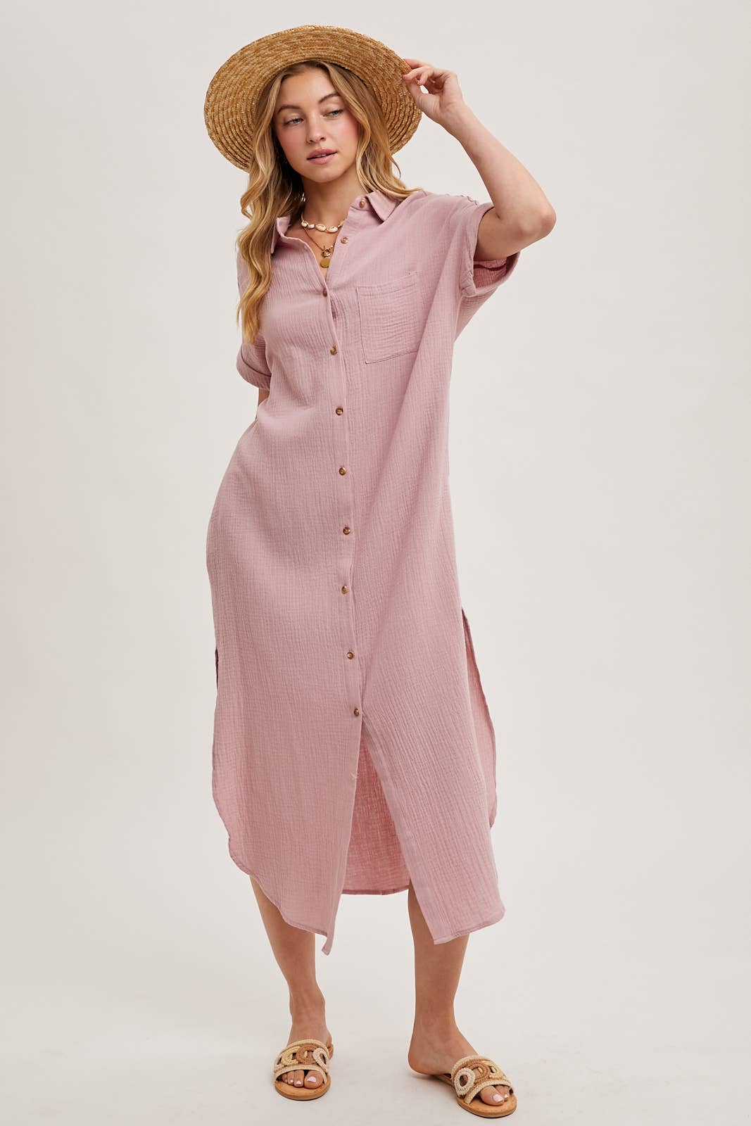 BUTTON UP MAXI SHIRT DRESS