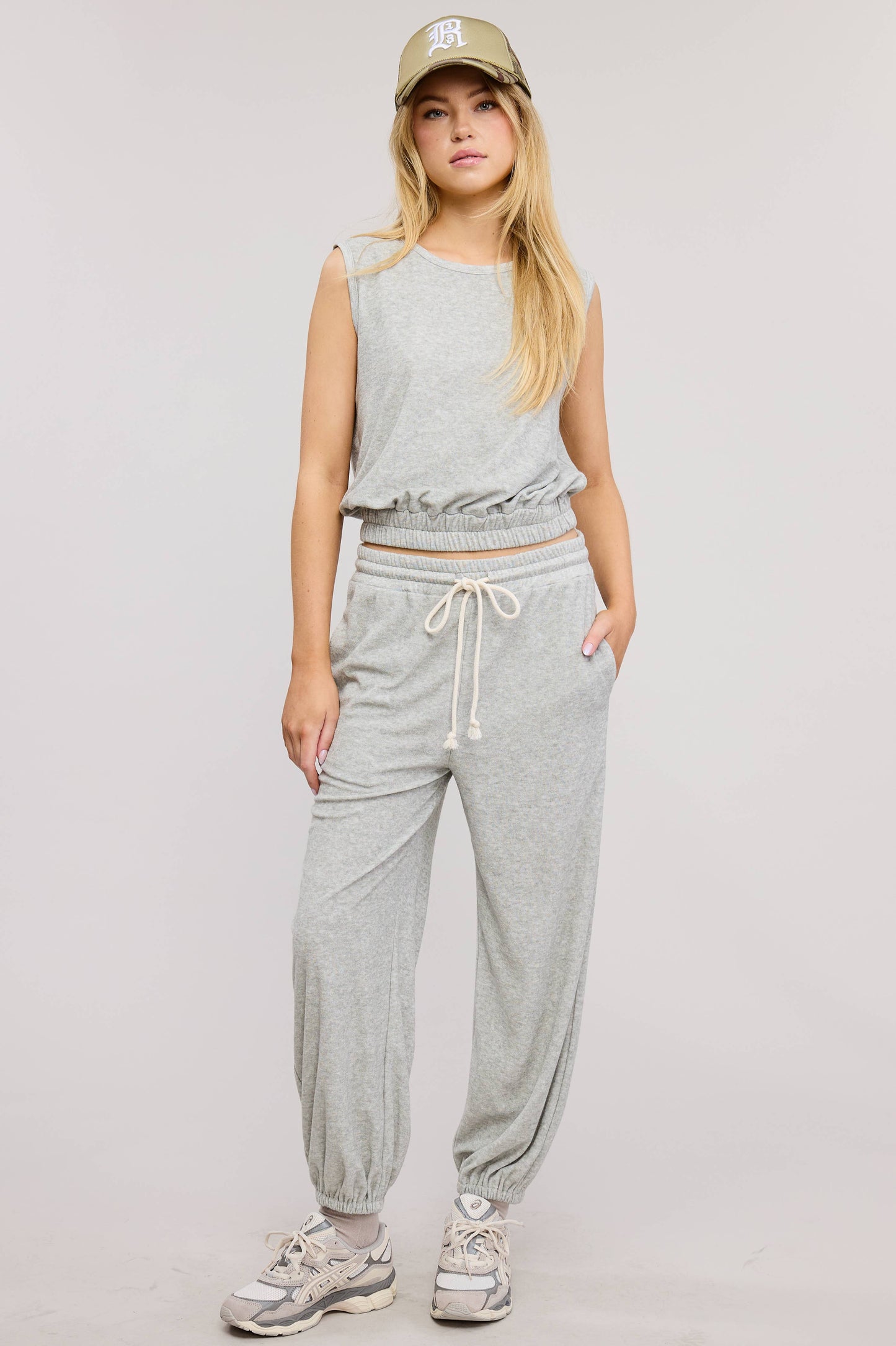 Terry Knit Tank and Jogger Sweatpants Matching Set