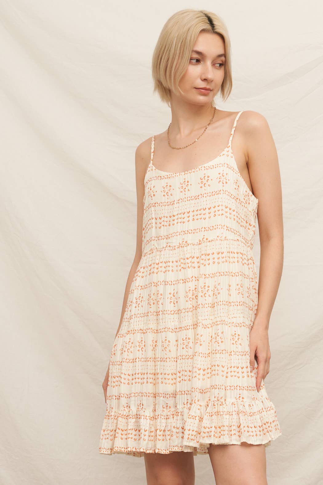 Ruffle Hem Sleeveless Mini Printed Dress