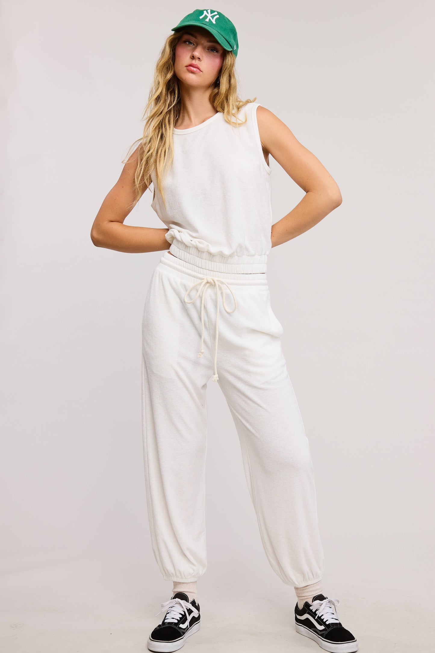 Terry Knit Tank and Jogger Sweatpants Matching Set