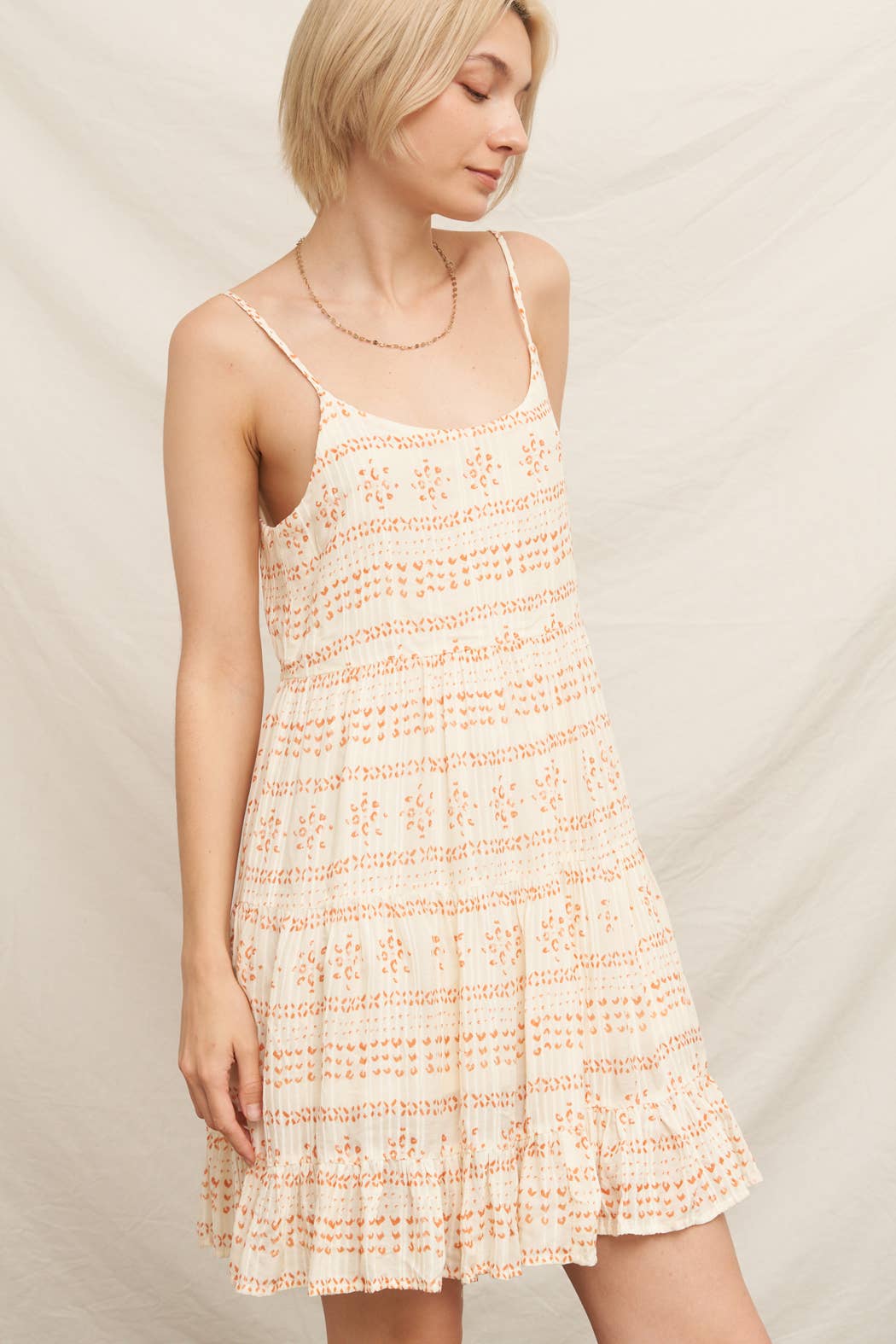 Ruffle Hem Sleeveless Mini Printed Dress