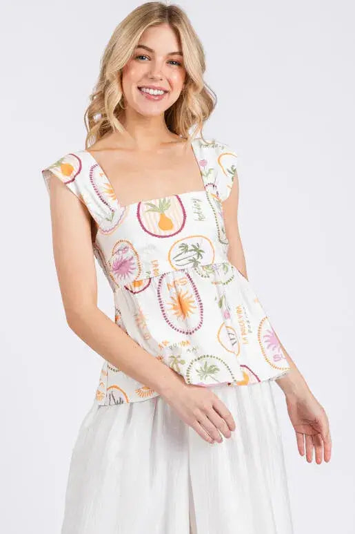 Wide Shoulder Strap Babydoll Top