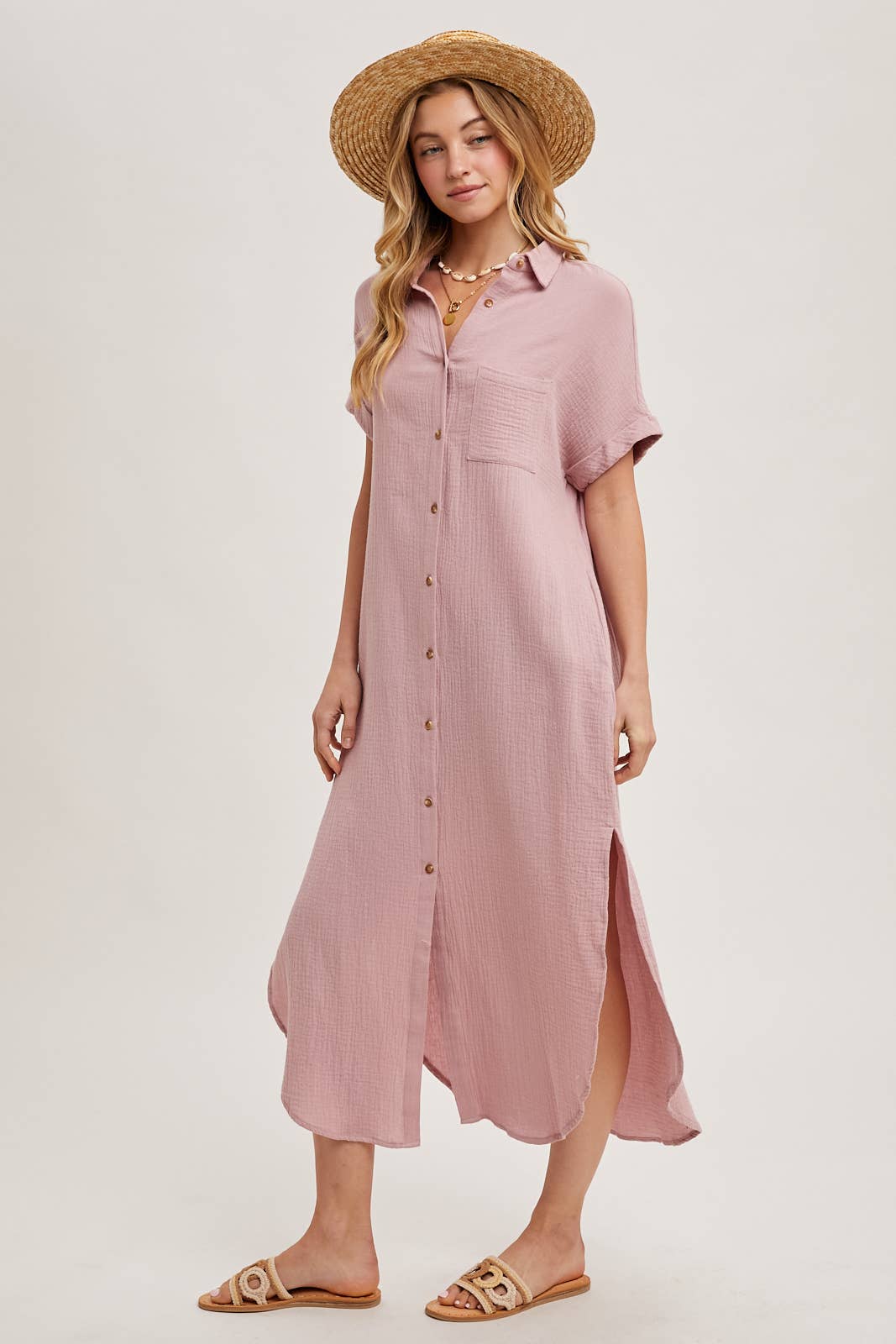 BUTTON UP MAXI SHIRT DRESS