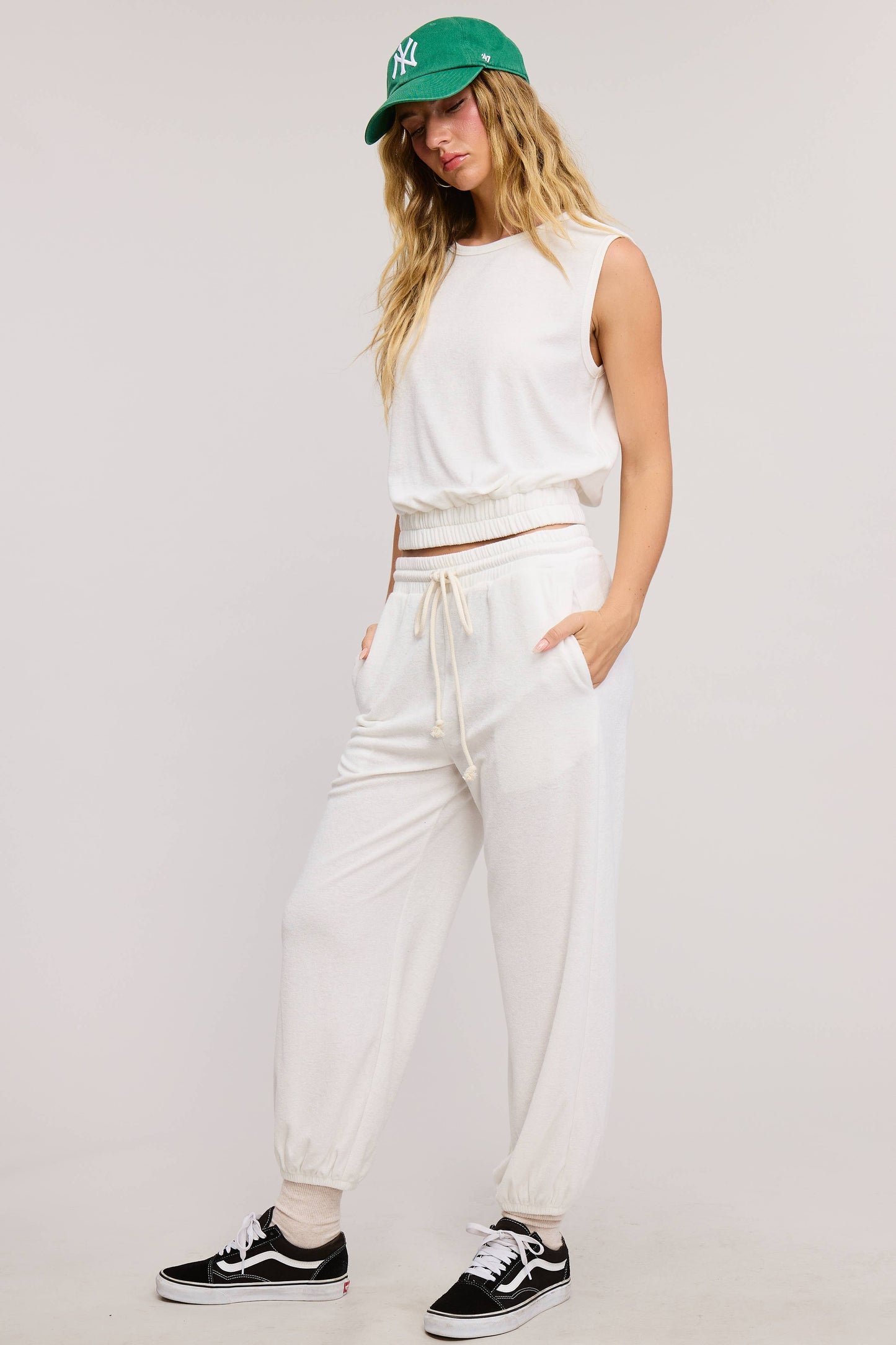 Terry Knit Tank and Jogger Sweatpants Matching Set