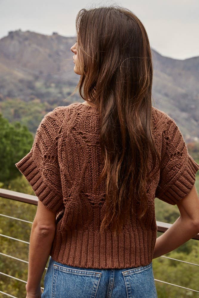 Knit Sweater Crochet Short Sleeve Top