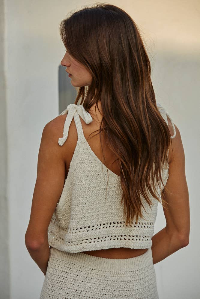 Knit Sweater Cotton Crochet Buttondown Crop Top