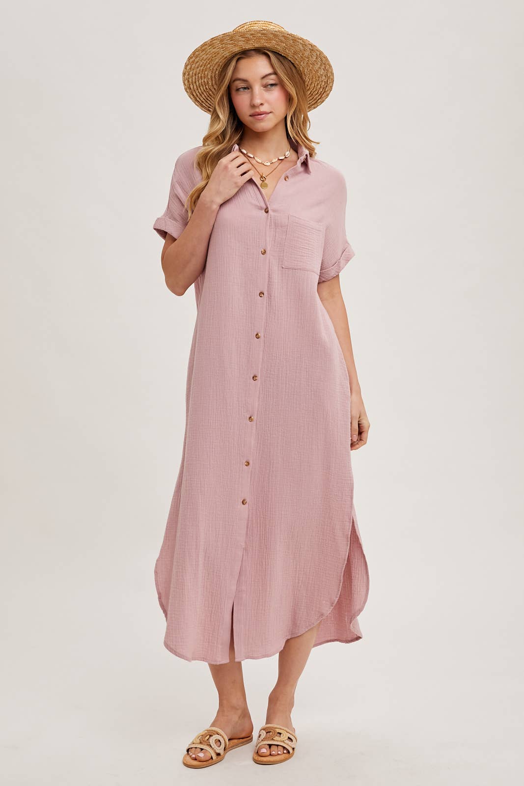 BUTTON UP MAXI SHIRT DRESS