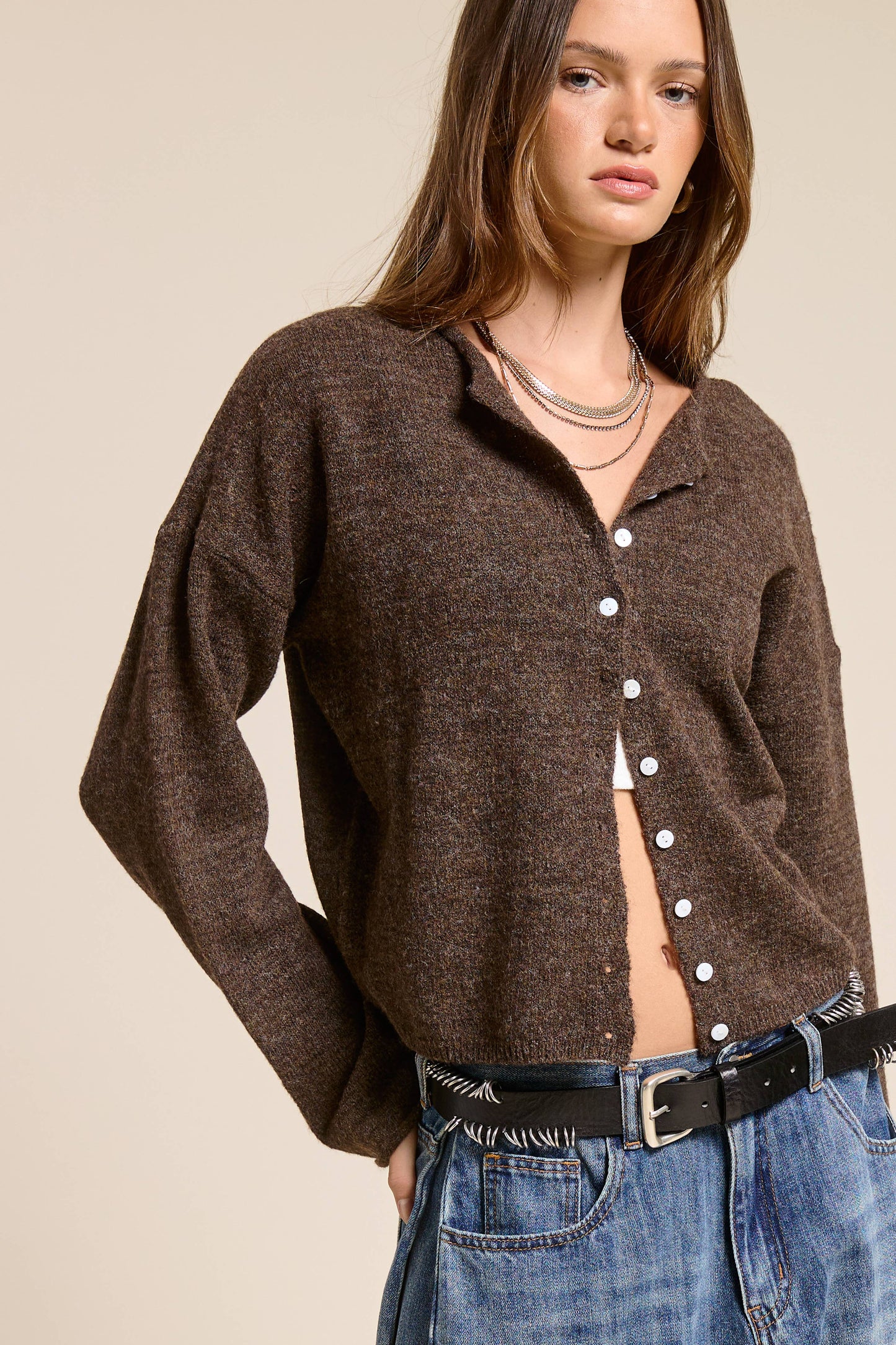 Essential Button Down Cardigan Top