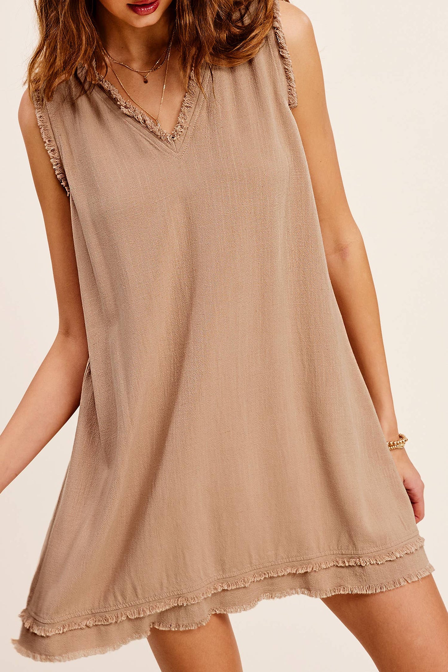 Frayed Hem Mini Dress