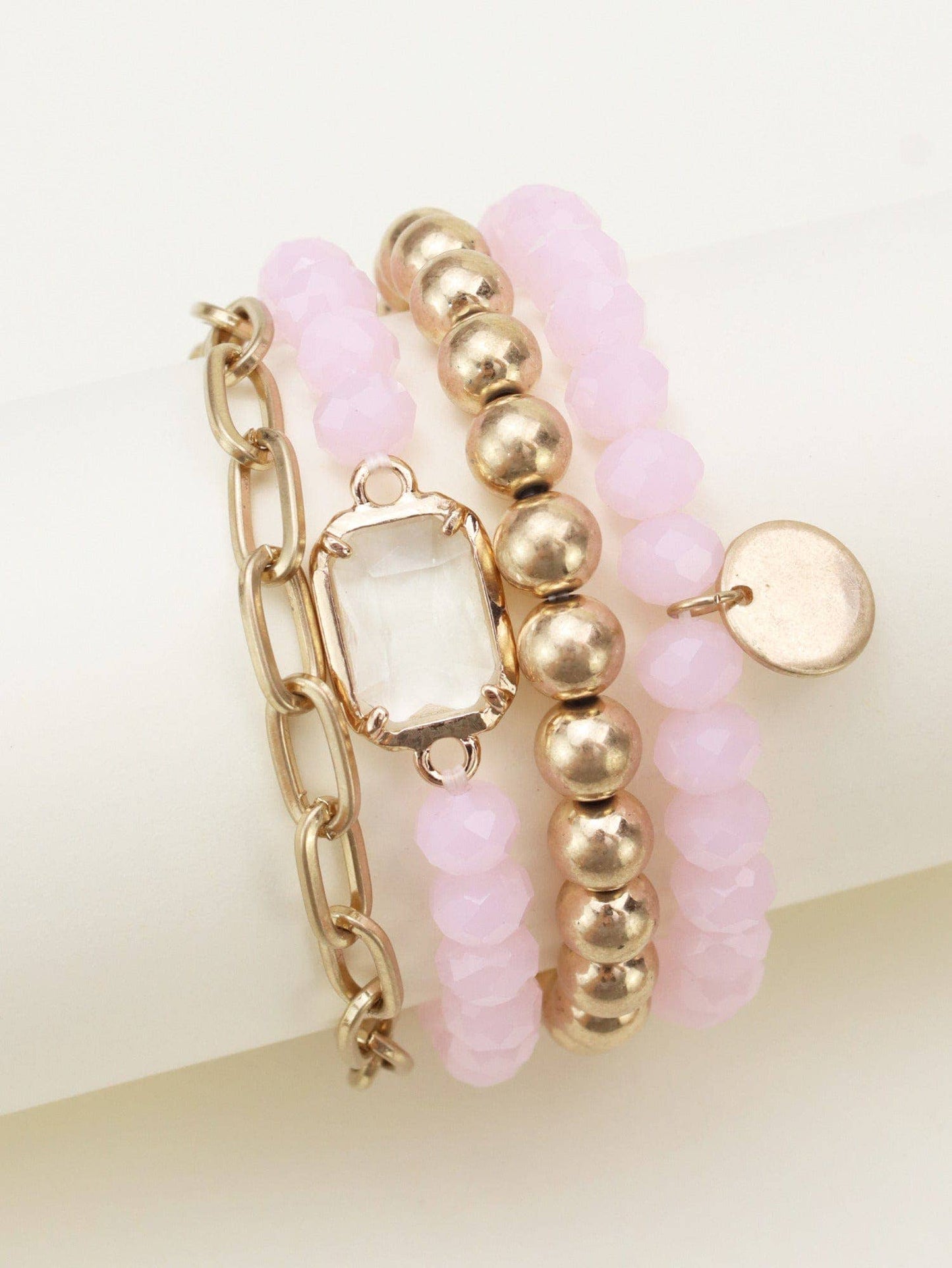 Metallic And Faceted Beaded Bracelet Set