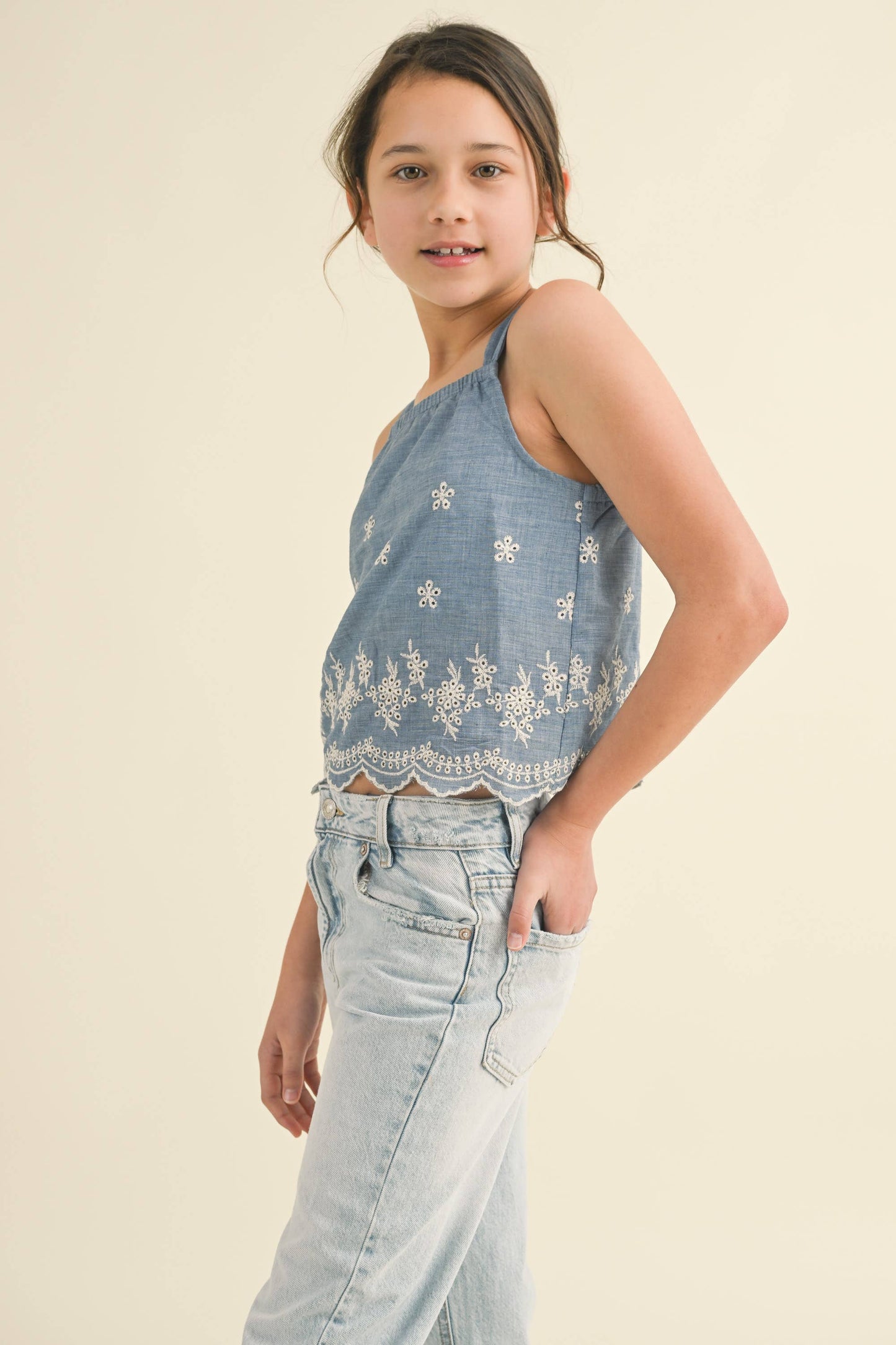 KIDS GIRLS BABYDOLL BACK CUTOUT TOP