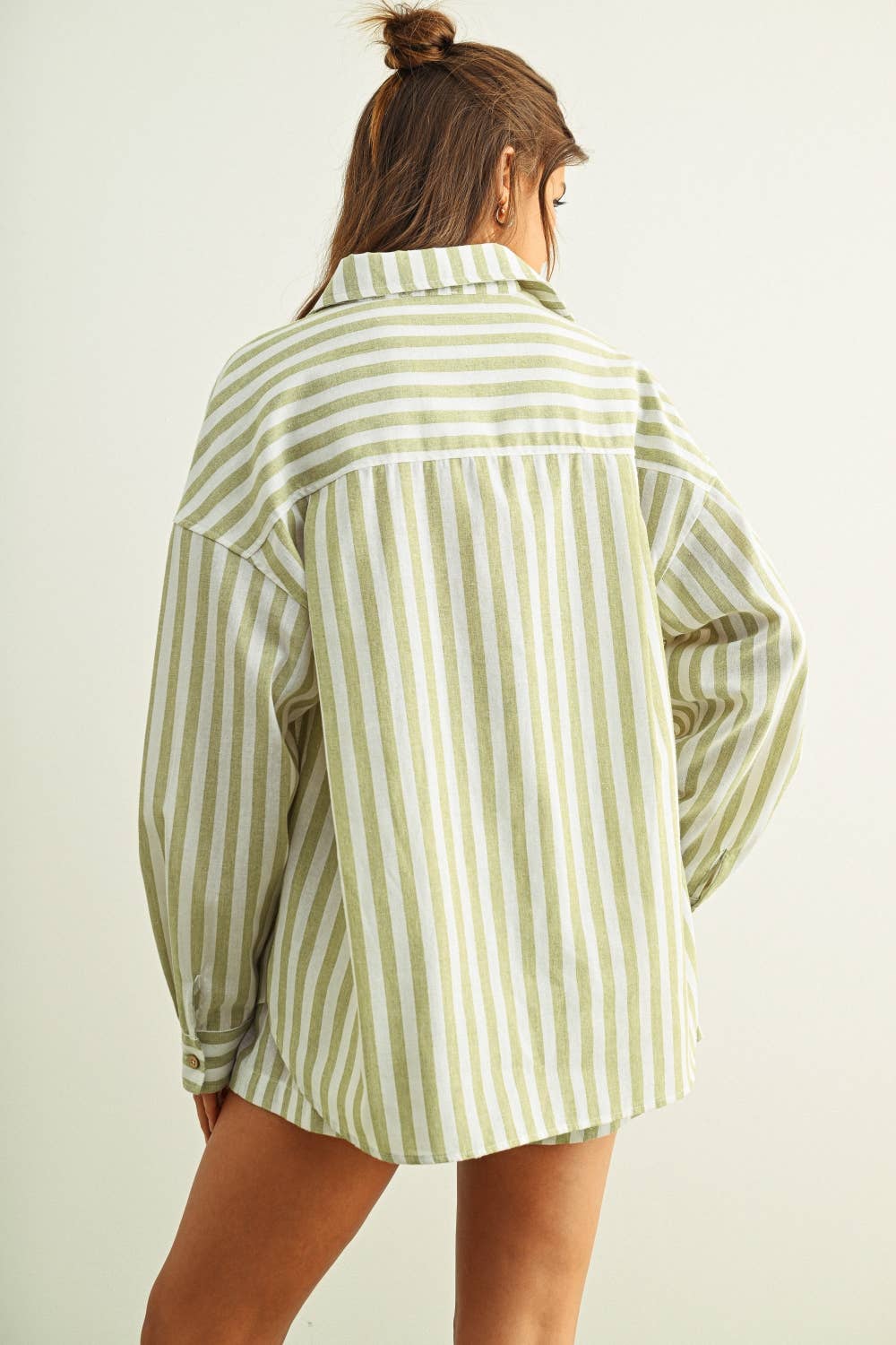STRIPED BUTTON DOWN LINEN SHIRT