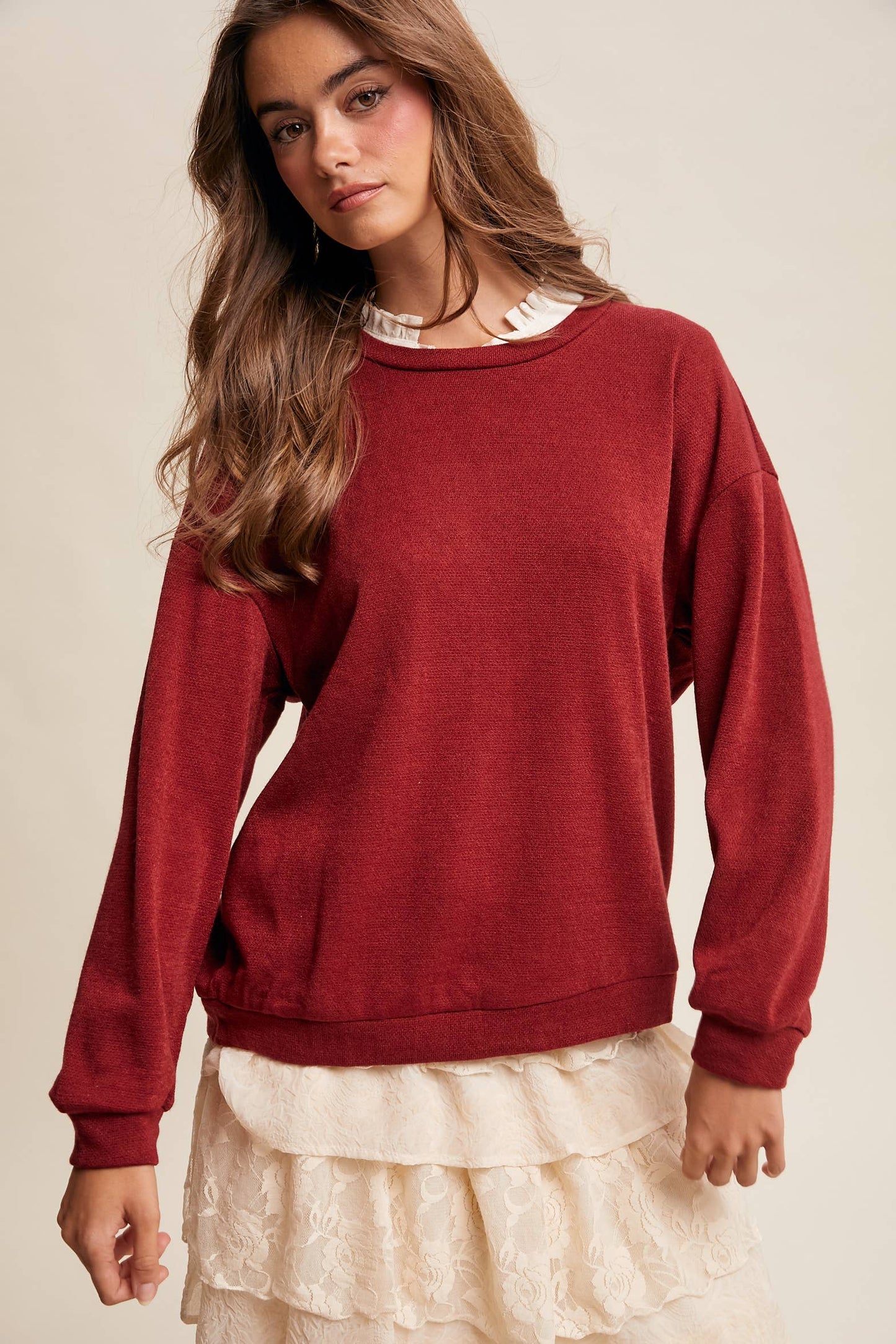 Brushed Knit Pullover Top