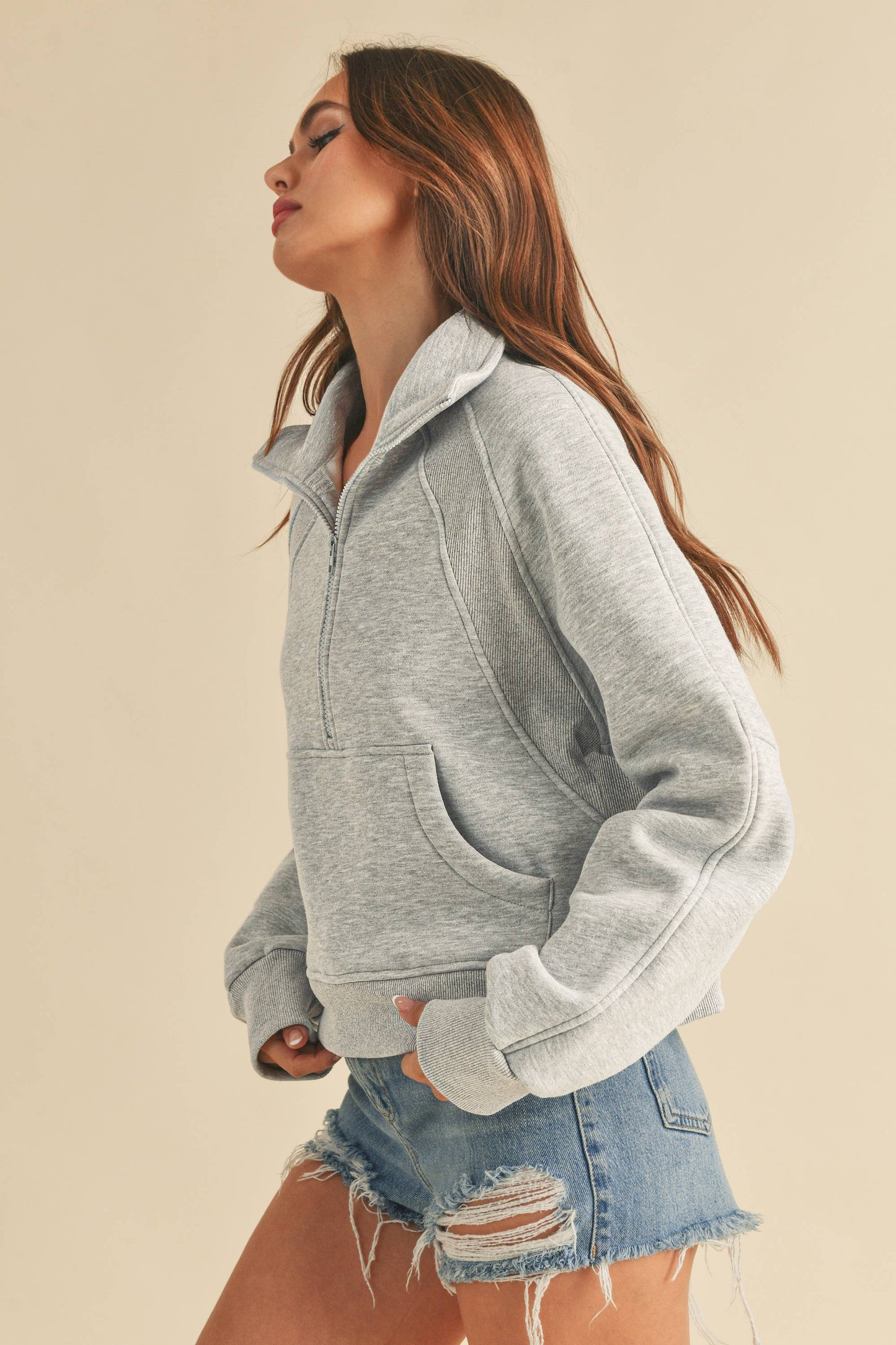 Dove Funnel Neck Half Zip